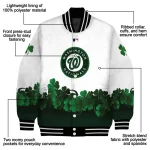 washington nationals four leaf icon white green varsity jacket best selling