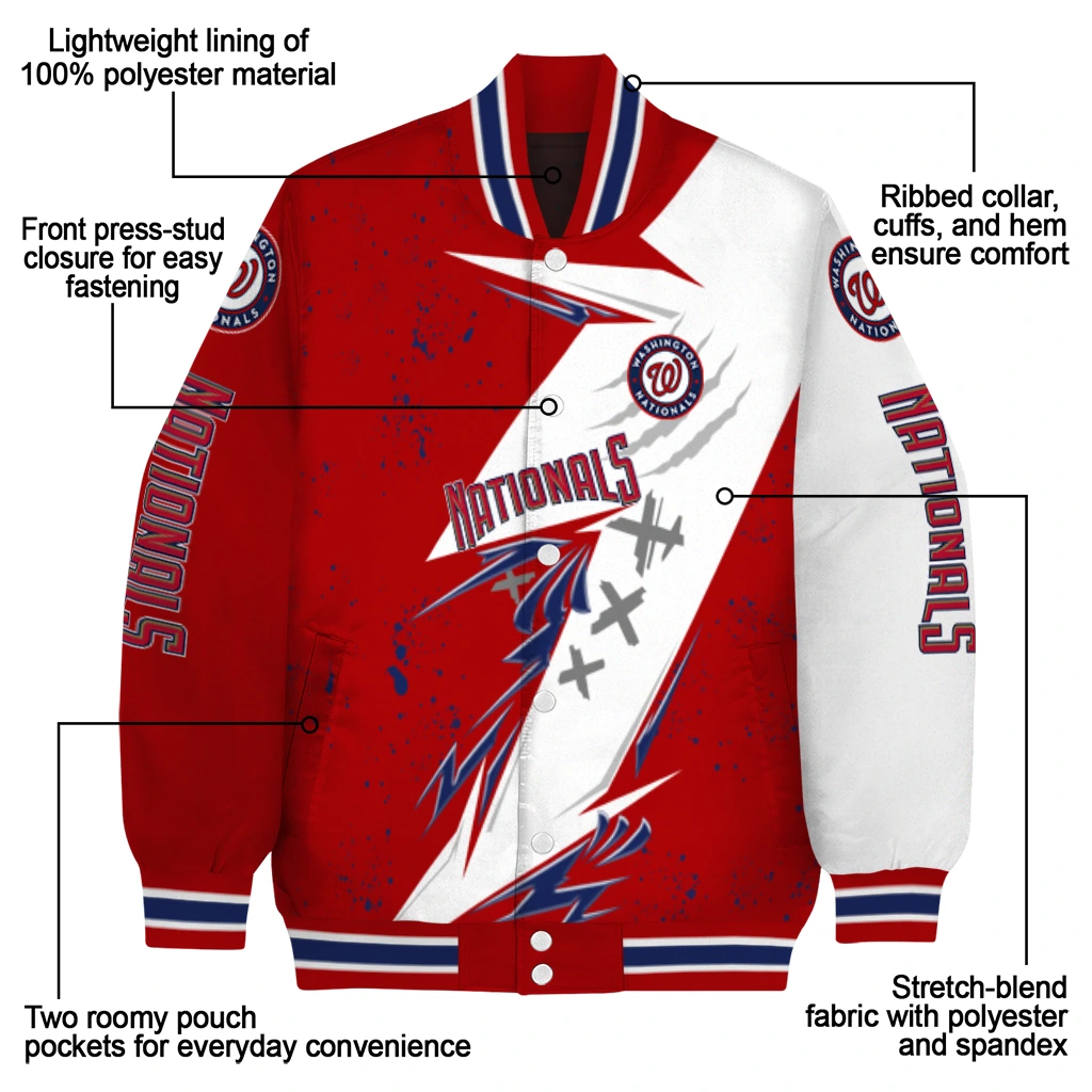 washington nationals ripped bolt red white varsity jacket new arrival washington nationals ripped bolt red white varsity jacket new arrival