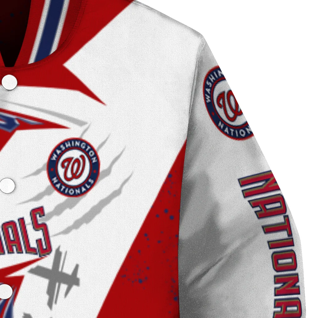 washington nationals ripped bolt red white varsity jacket premium grade washington nationals ripped bolt red white varsity jacket premium grade