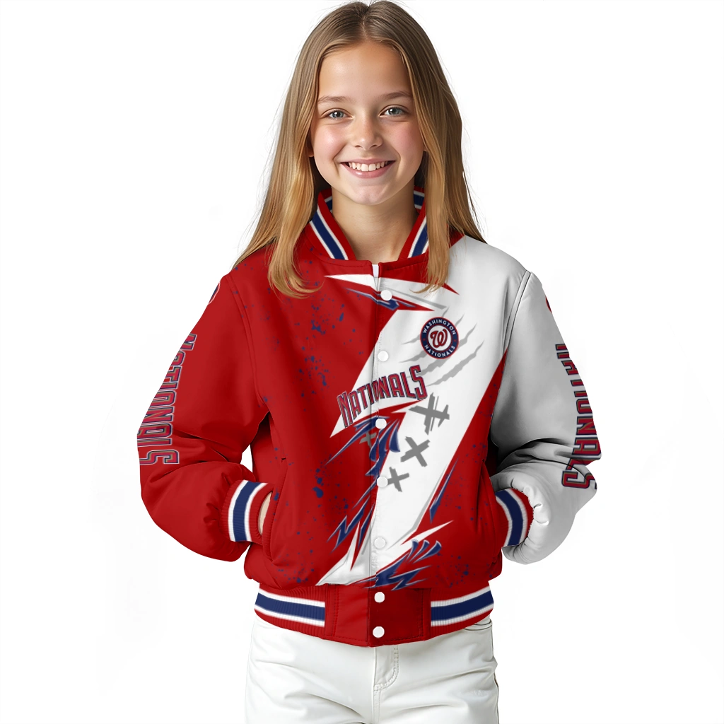washington nationals ripped bolt red white varsity jacket top rated washington nationals ripped bolt red white varsity jacket top rated