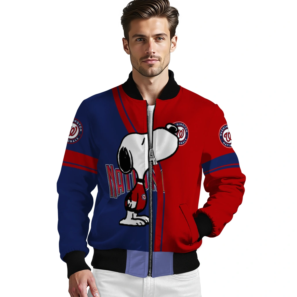 washington nationals snoopy attitude red bomber jacket high quality washington nationals snoopy attitude red bomber jacket high quality