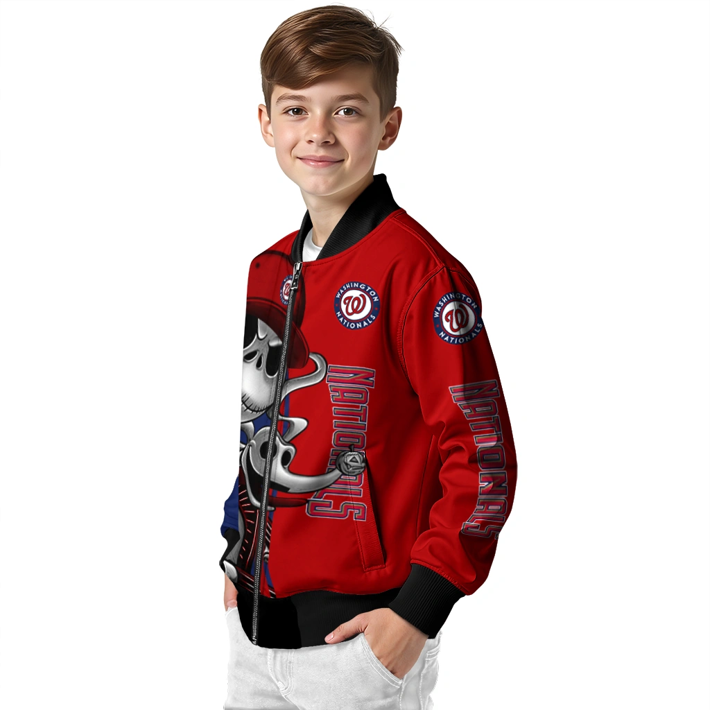 washington nationals spooky grin red bomber jacket trendy washington nationals spooky grin red bomber jacket trendy