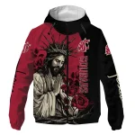 washington state cougars jesus roses crimson black windbreaker jacket best selling