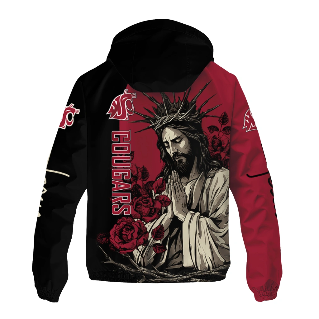 washington state cougars jesus roses crimson black windbreaker jacket fashion forward washington state cougars jesus roses crimson black windbreaker jacket fashion forward