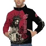washington state cougars jesus roses crimson black windbreaker jacket best selling
