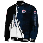 washington wizards edgy scratch effect blue black varsity jacket best selling