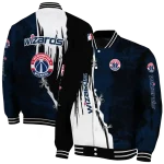 washington wizards edgy scratch effect blue black varsity jacket best selling