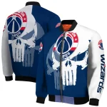 washington wizards skull outline blue white bomber jacket best selling