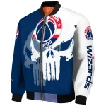 washington wizards skull outline blue white bomber jacket best selling