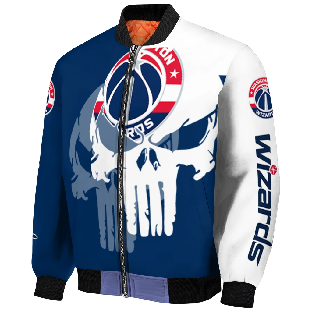 washington wizards skull outline blue white bomber jacket fashion forward washington wizards skull outline blue white bomber jacket fashion forward