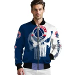 washington wizards skull outline blue white bomber jacket best selling