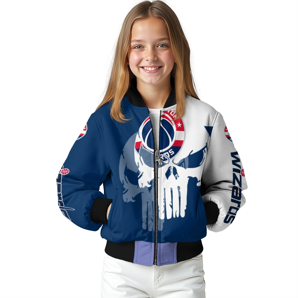 washington wizards skull outline blue white bomber jacket top rated washington wizards skull outline blue white bomber jacket top rated