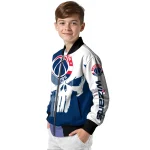 washington wizards skull outline blue white bomber jacket best selling
