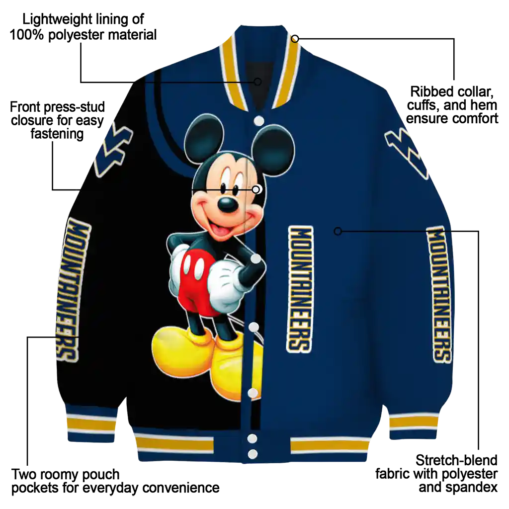 west virginia mountaineers mickey mouse blue varsity jacket new arrival west virginia mountaineers mickey mouse blue varsity jacket new arrival