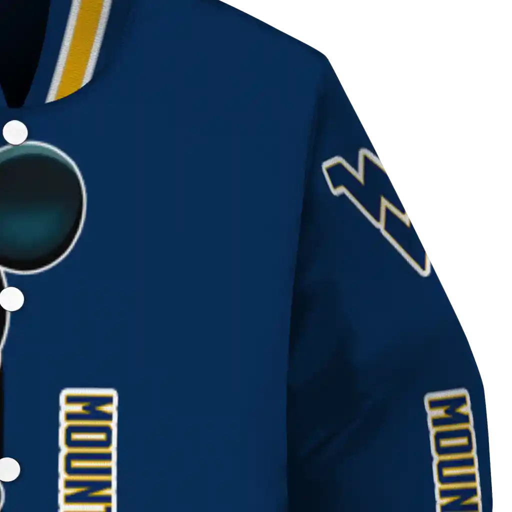 west virginia mountaineers mickey mouse blue varsity jacket premium grade west virginia mountaineers mickey mouse blue varsity jacket premium grade