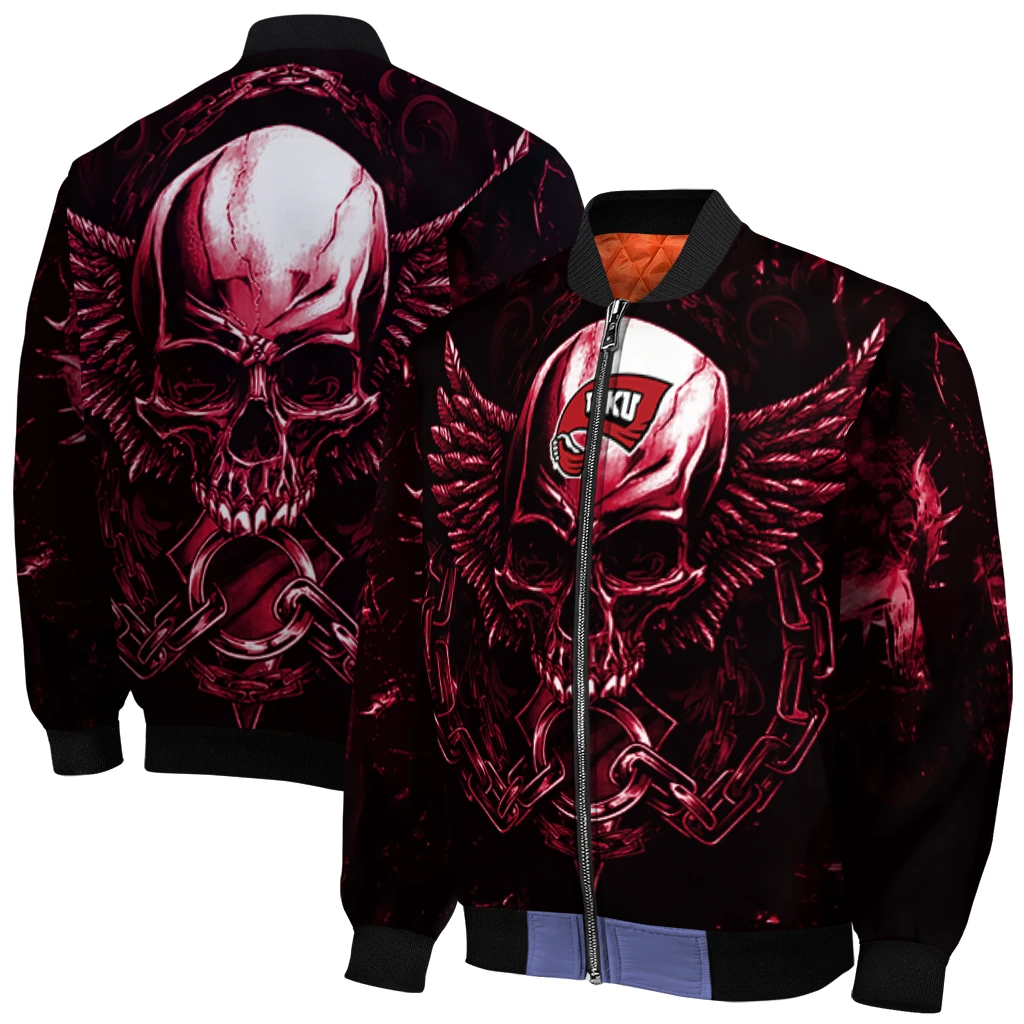 western kentucky hilltoppers skull bite red black bomber jacket best selling western kentucky hilltoppers skull bite red black bomber jacket best selling