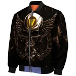 western michigan broncos skull bite brown black bomber jacket best selling