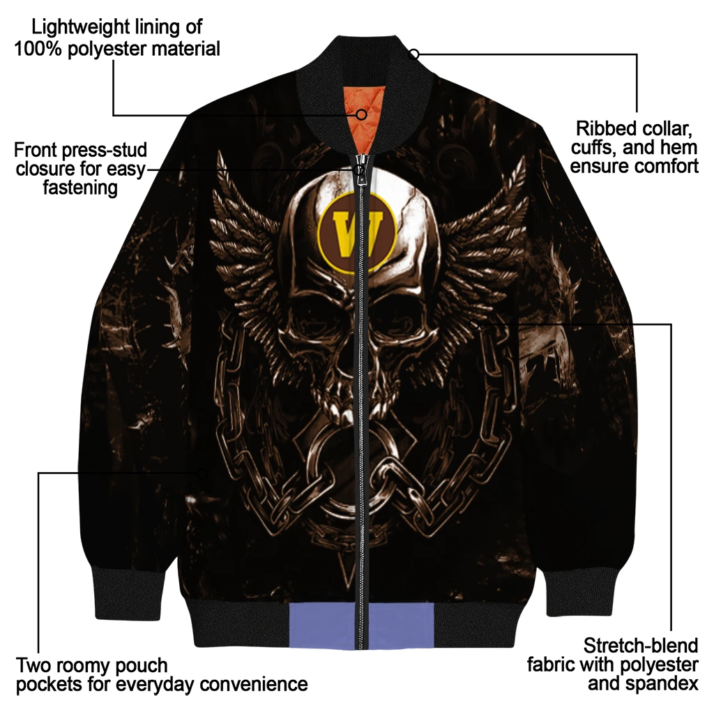 western michigan broncos skull bite brown black bomber jacket new arrival western michigan broncos skull bite brown black bomber jacket new arrival