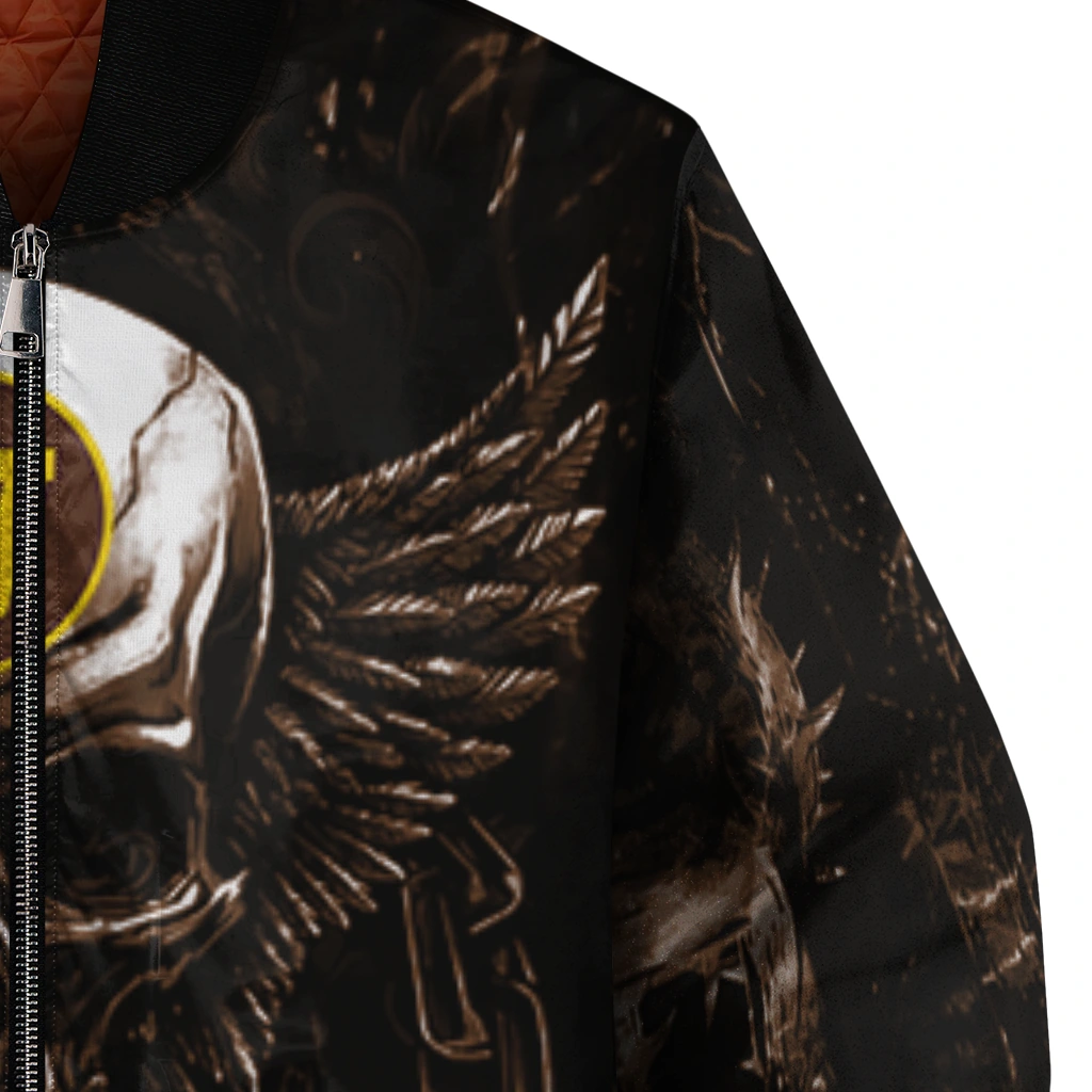 western michigan broncos skull bite brown black bomber jacket premium grade western michigan broncos skull bite brown black bomber jacket premium grade