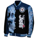 winnipeg jets fire skull blue black varsity jacket best selling
