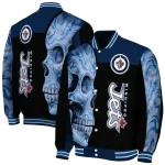 winnipeg jets fire skull blue black varsity jacket best selling