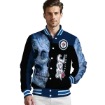 winnipeg jets fire skull blue black varsity jacket best selling