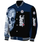 winnipeg jets intricate skull blue black varsity jacket best selling