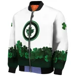 winnipeg jets lucky clovers white green bomber jacket best selling