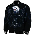 winnipeg jets skull bite blue black varsity jacket best selling