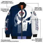 winnipeg jets skull outline blue white bomber jacket best selling