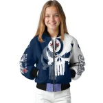 winnipeg jets skull outline blue white bomber jacket best selling