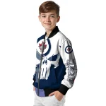 winnipeg jets skull outline blue white bomber jacket best selling