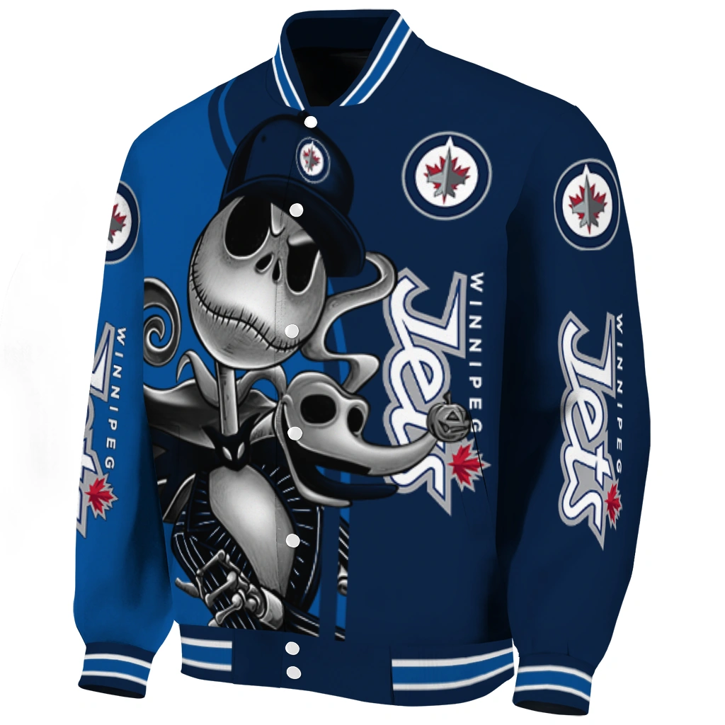 winnipeg jets spooky grin blue varsity jacket best selling winnipeg jets spooky grin blue varsity jacket best selling