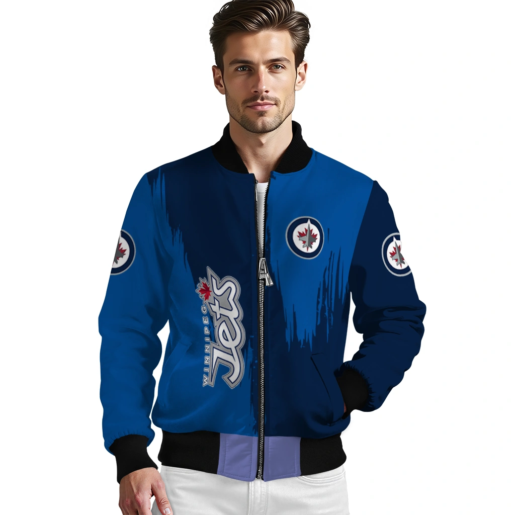 winnipeg jets urban mark blue bomber jacket high quality winnipeg jets urban mark blue bomber jacket high quality