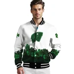 wisconsin badgers clovers pattern white green varsity jacket best selling