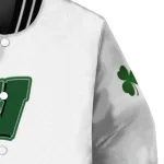 wisconsin badgers clovers pattern white green varsity jacket best selling