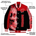 wisconsin badgers fire skull red black varsity jacket best selling