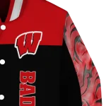 wisconsin badgers fire skull red black varsity jacket best selling