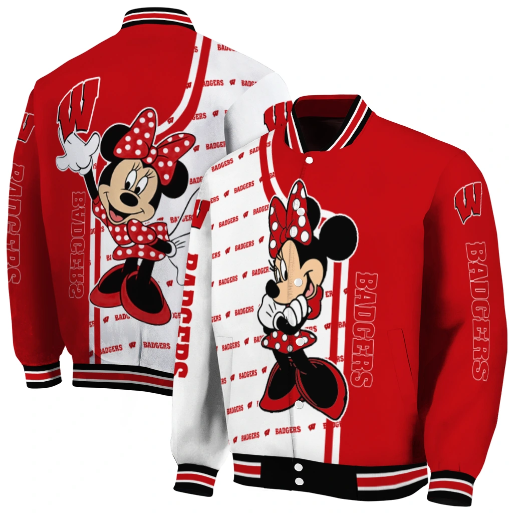 wisconsin badgers minnie mouse red varsity jacket fashion forward wisconsin badgers minnie mouse red varsity jacket fashion forward