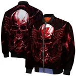 wisconsin badgers skull bite red black bomber jacket best selling