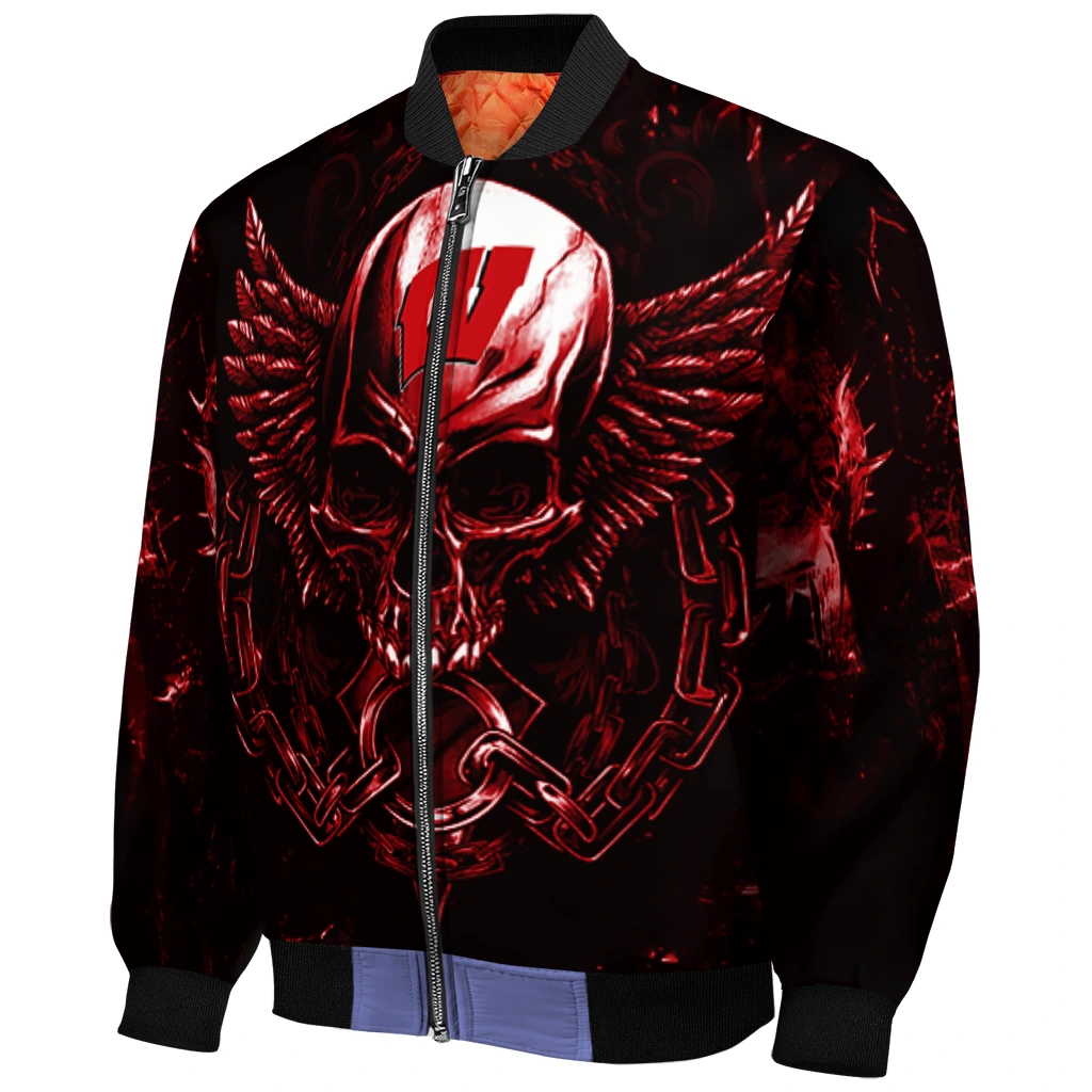 wisconsin badgers skull bite red black bomber jacket fashion forward wisconsin badgers skull bite red black bomber jacket fashion forward
