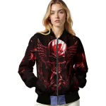 wisconsin badgers skull bite red black bomber jacket best selling