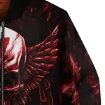 wisconsin badgers skull bite red black bomber jacket best selling