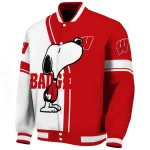 wisconsin badgers snoopy attitude red varsity jacket best selling