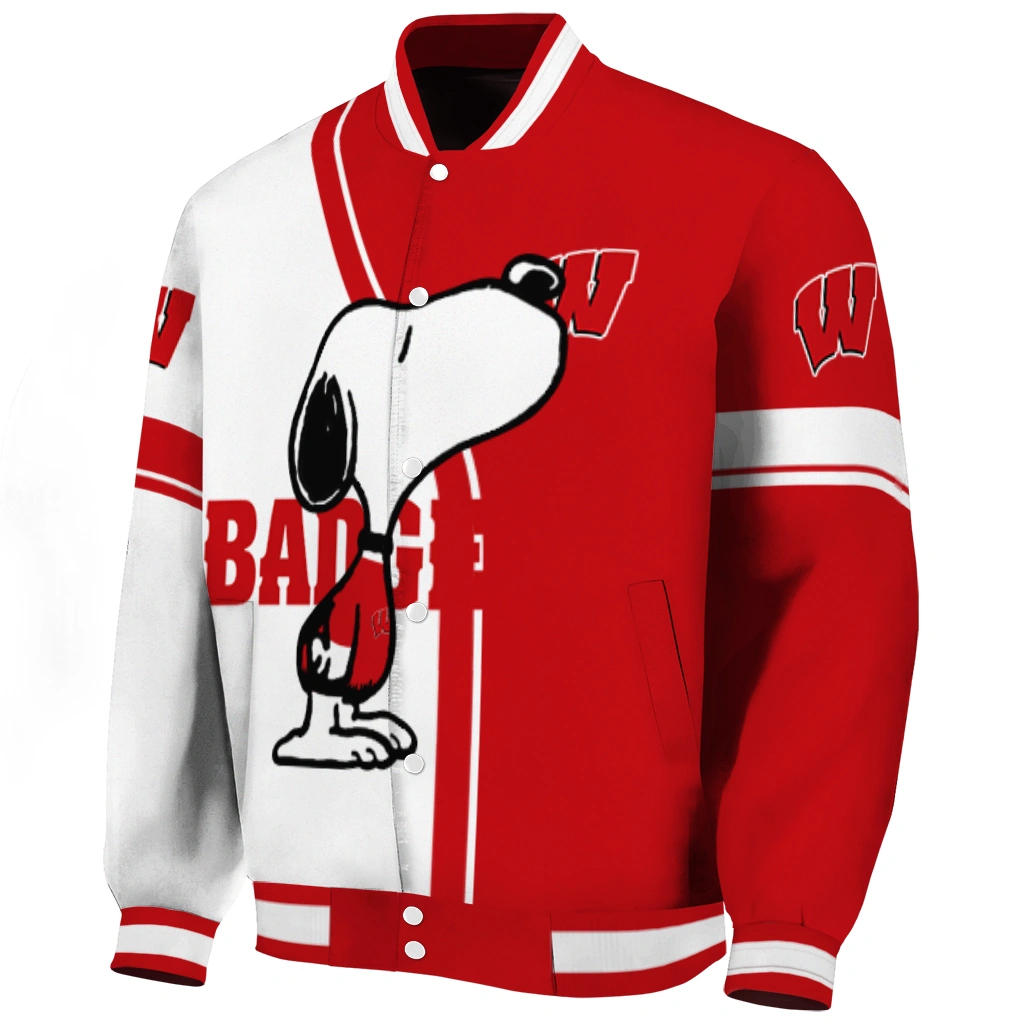 wisconsin badgers snoopy attitude red varsity jacket best selling wisconsin badgers snoopy attitude red varsity jacket best selling