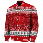 wisconsin badgers snowy pines red varsity jacket best selling