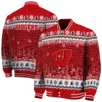 wisconsin badgers snowy pines red varsity jacket best selling