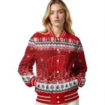 wisconsin badgers snowy pines red varsity jacket best selling