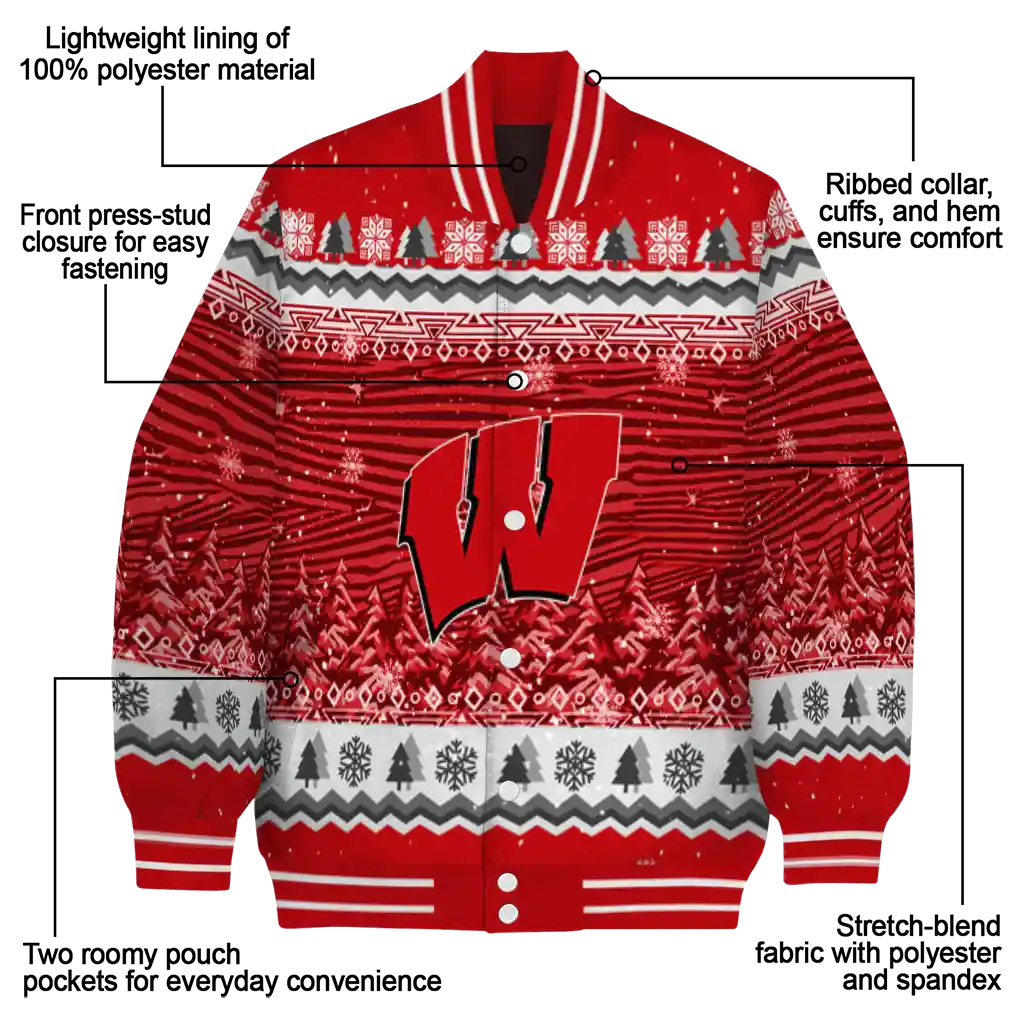 wisconsin badgers snowy pines red varsity jacket new arrival wisconsin badgers snowy pines red varsity jacket new arrival