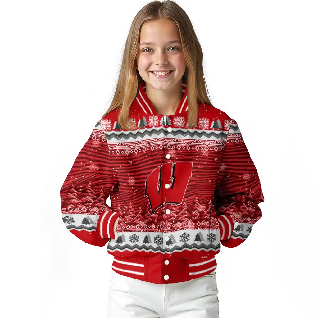 wisconsin badgers snowy pines red varsity jacket top rated wisconsin badgers snowy pines red varsity jacket top rated